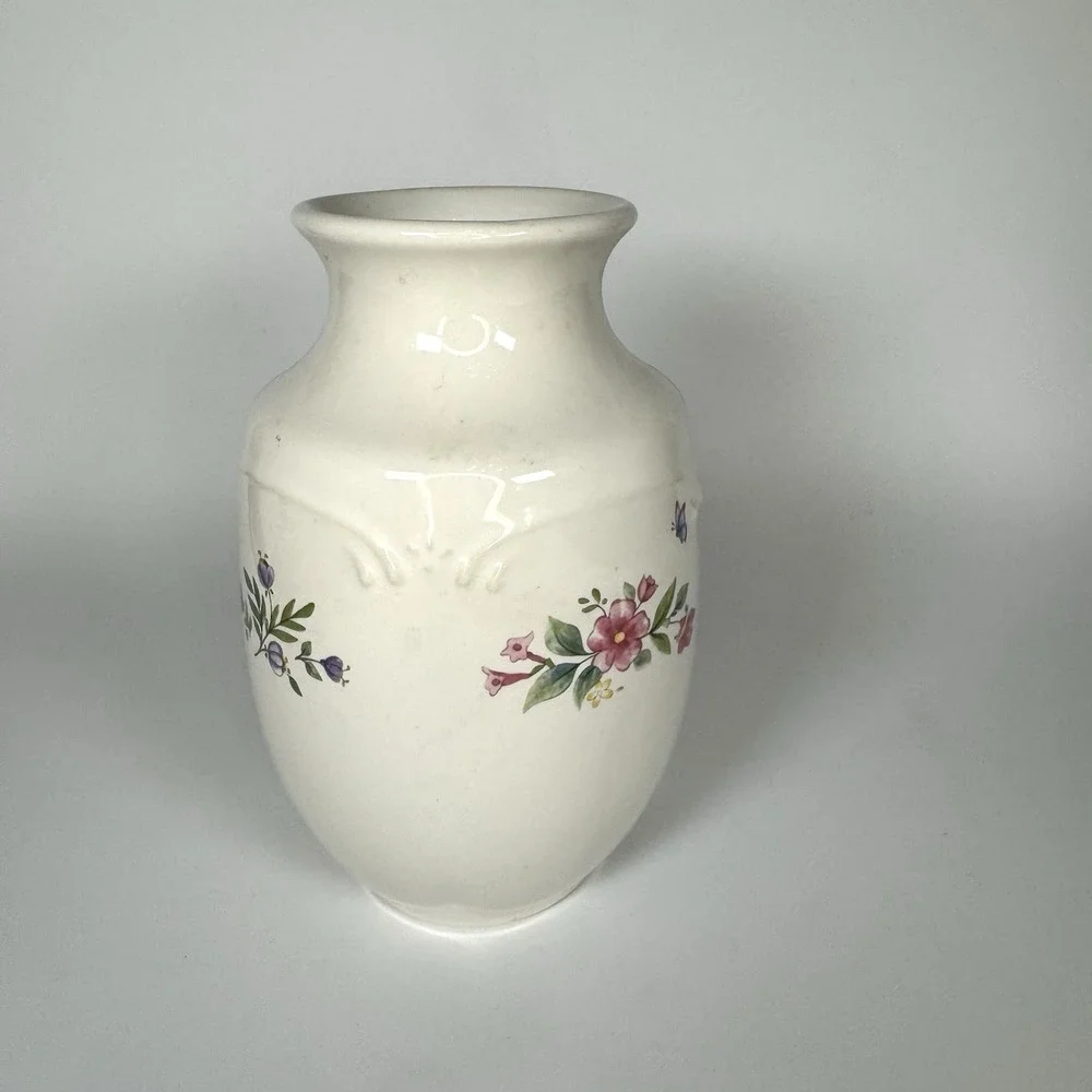 Pfaltzgraff Meadow Lane Floral Vase Vintage 90s Grandmacore Kitschy‎ Stoneware